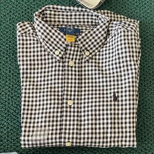 Polo by Ralph Lauren Gingham Black and White Kids Shirt size 7 boys button down